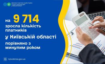 На 9 714 зросла кількість платників у Київській області порівняно з минулим роком